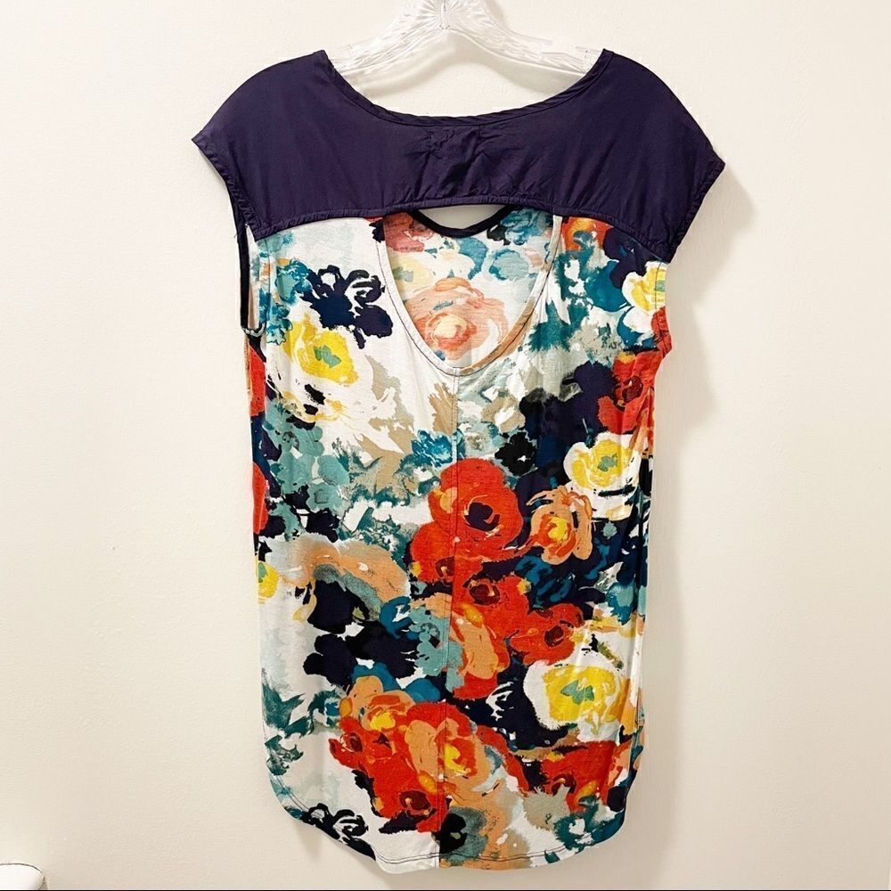 Porridge Anthropologie Floral Open Back Cap Sleeve Shirt - Size XS - Picture 2 of 4